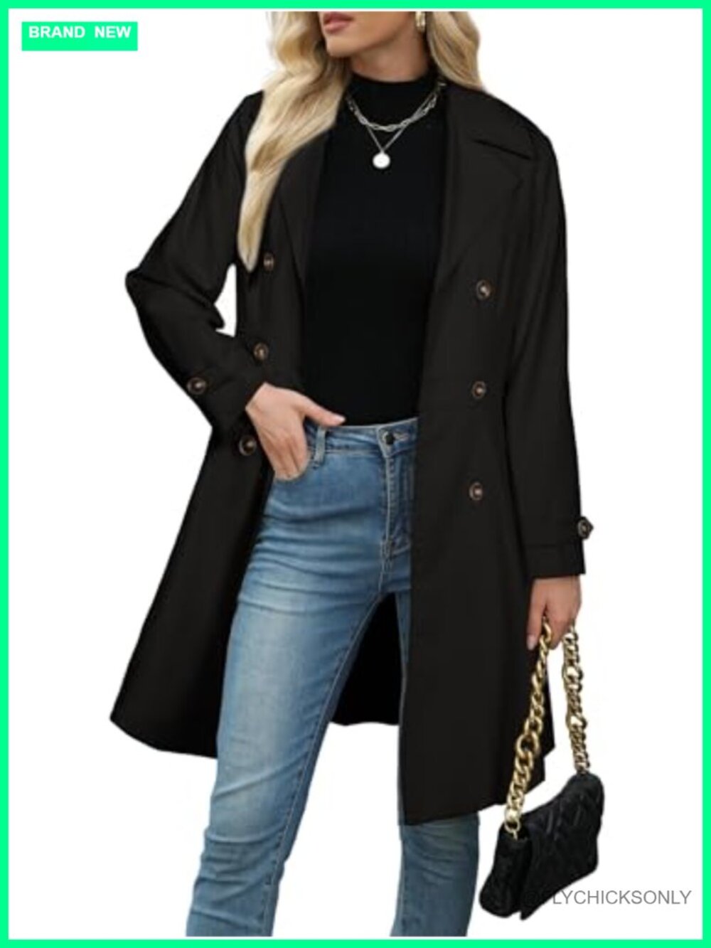 Women's Double-Breasted Trench Coat Long Dressy Windbreaker Overcoat
